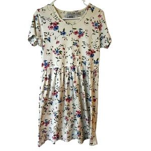 Vintage Bizzit Floral Off White Babydoll Dress Women's size Medium